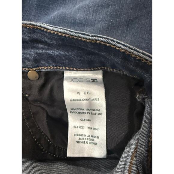 Joe's Jeans Dark Wash The Charlie High Rise Skinny Ankle Blue Jeans, Size 28 - Picture 3 of 5